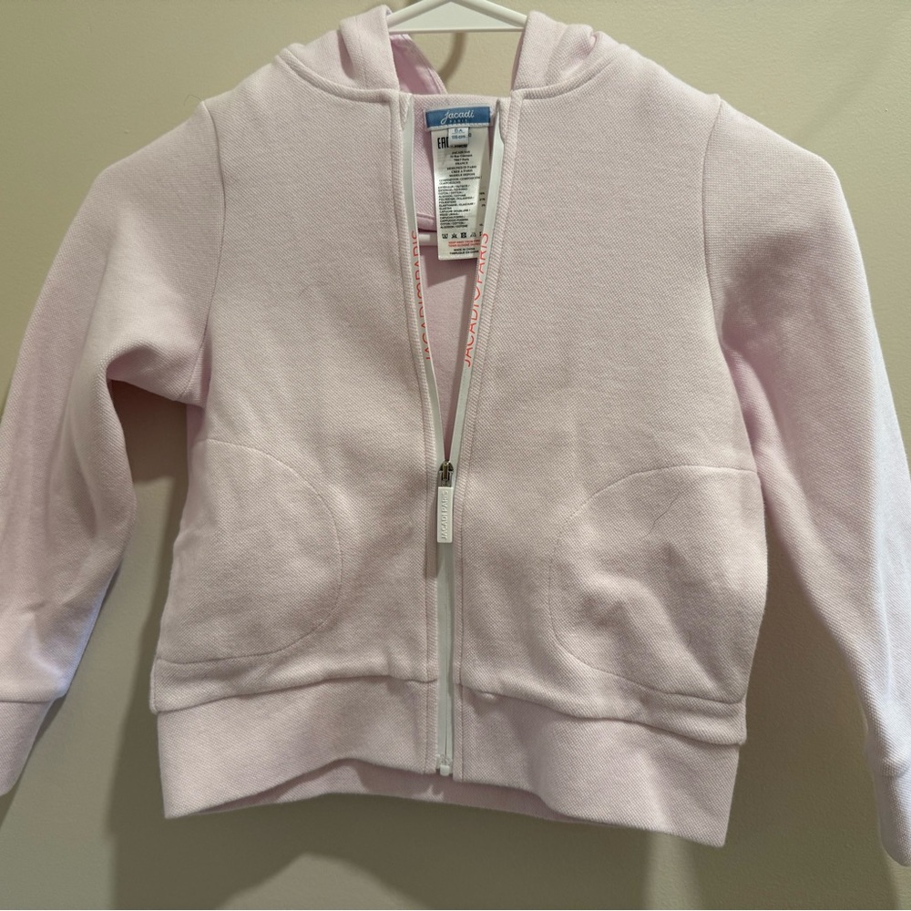 Jacadi Light Pink Hooded Zip-Up Sweatshirt